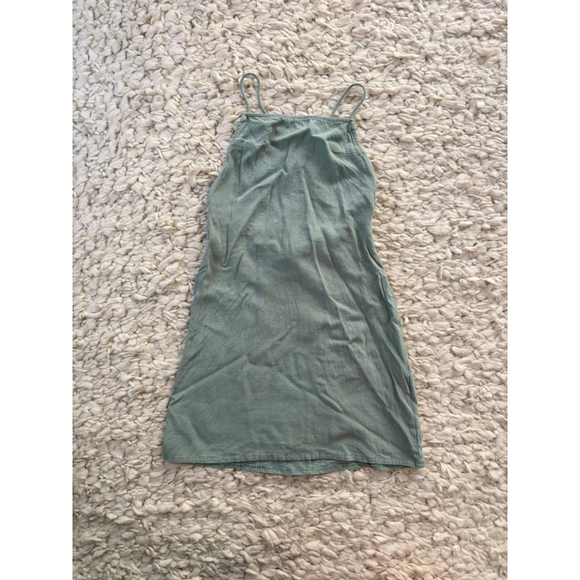 Women's Princess Polly Sage Green Mini Dress US 0 Backless Linen Blend - Picture 1 of 11